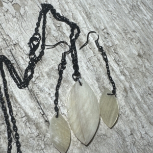 Sheep Horn Pendant and Earring Set In Black Tone Stainless Steel