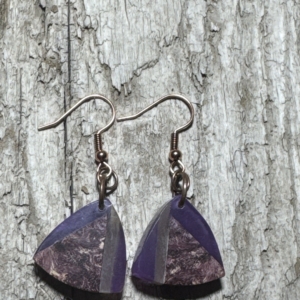 Sheep Horn, Dyed Maple Burl Wood and Resin Earrings