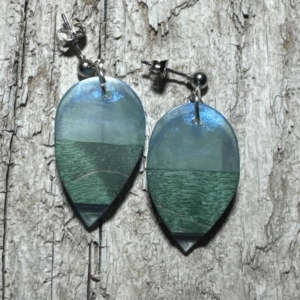 Dyed Maple Burl Wood and Epoxy Earrings