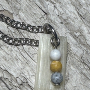 Sheep Horn Pendant with Jasper and Agate Beads