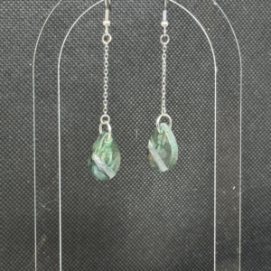 Sheep Horn inlay in Green Burl Earrings